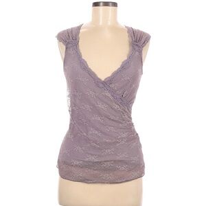 Ann Ferriday Lace Sleeveless Wrap Top in Lavender